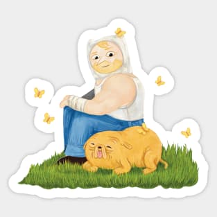 Farm world Finn and Jake - Fionna and Cake / Adventure Time fan art Sticker